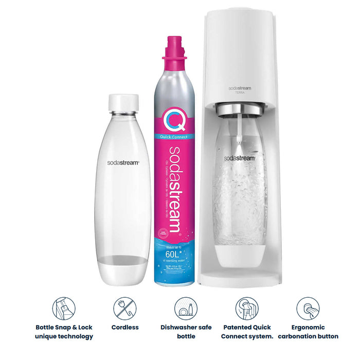 NEW Soda Stream Machine Terra SodaStream Spirit Sparkling Water Maker Quick Connect 2 Colors