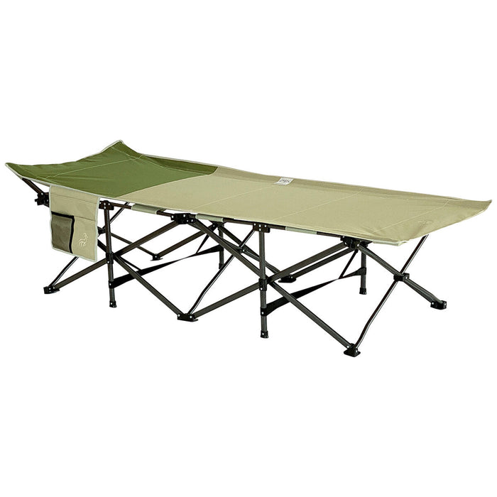 Hidden Wild XL Portable Folding Camp Bed Cot with Carry Bag Instant Open & Close Green