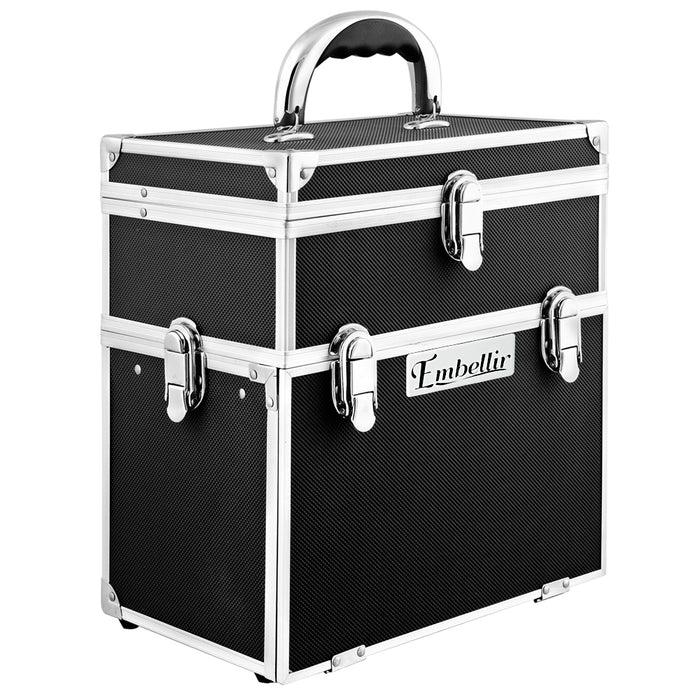 Embellir Portable Cosmetic Beauty Makeup Carry Case With Mirror - Black