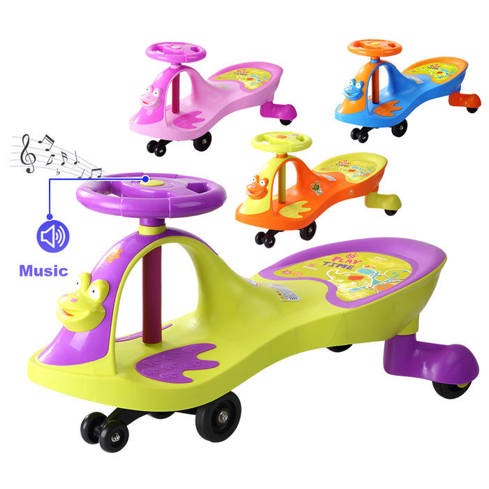 Green Swivel Scooter Wiggle Gyro Swing Car Twist & Go Kid Toy Car Child Miusic Ride On