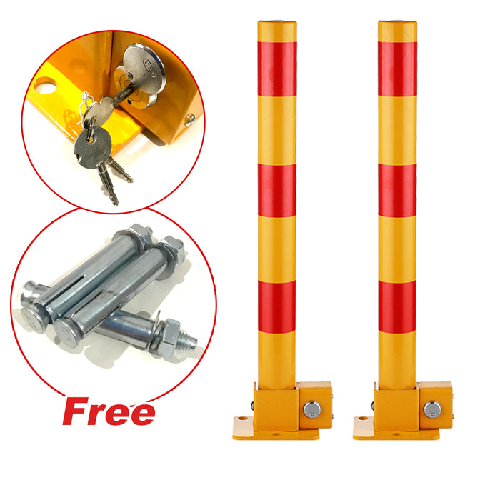 Red Parking Bollard locker Barrier Key Alike / Independent lock Fold Down Vehicle