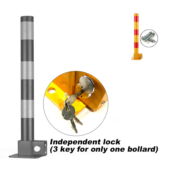 Red Parking Bollard locker Barrier Key Alike / Independent lock Fold Down Vehicle