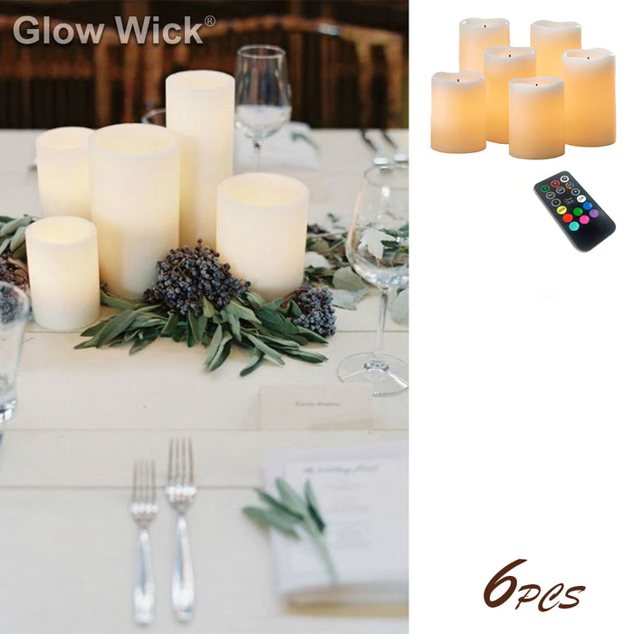 Glow Wick Colour Changing LED Candles 6Pcs 8 Colors With Remote Control 6Pcs Wax AUSTOCK