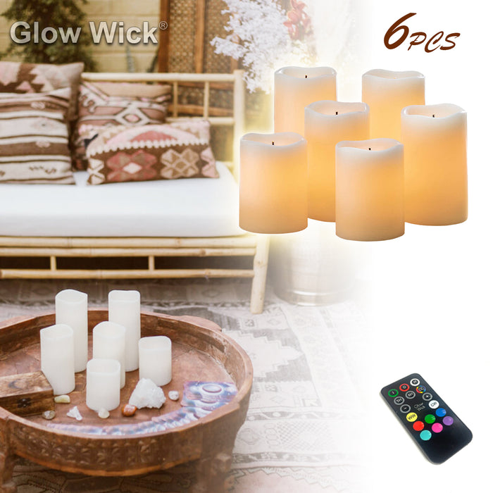 Glow Wick Colour Changing LED Candles 6Pcs 8 Colors With Remote Control 6Pcs Wax AUSTOCK