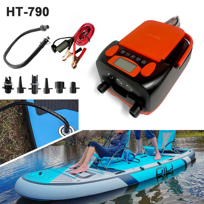 HT-790 16PSI High Pressure SUP Electric & Battery Powered Air Pump 12V DC Paddle Board Auto-Off