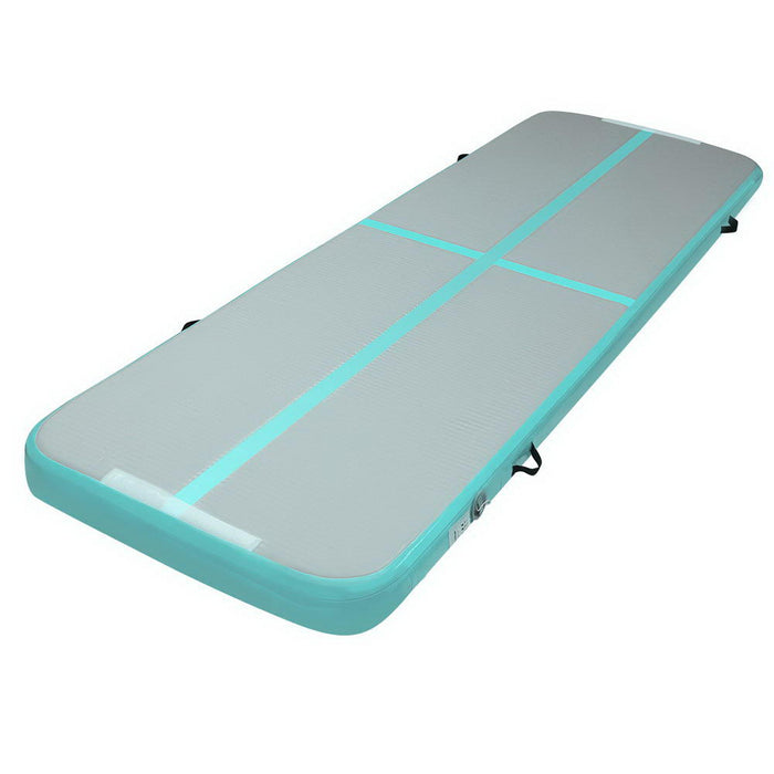 3m x 1m Inflatable Air Track Mat Gymnastic Tumbling Track Gym Training Floor -Mint +Grey