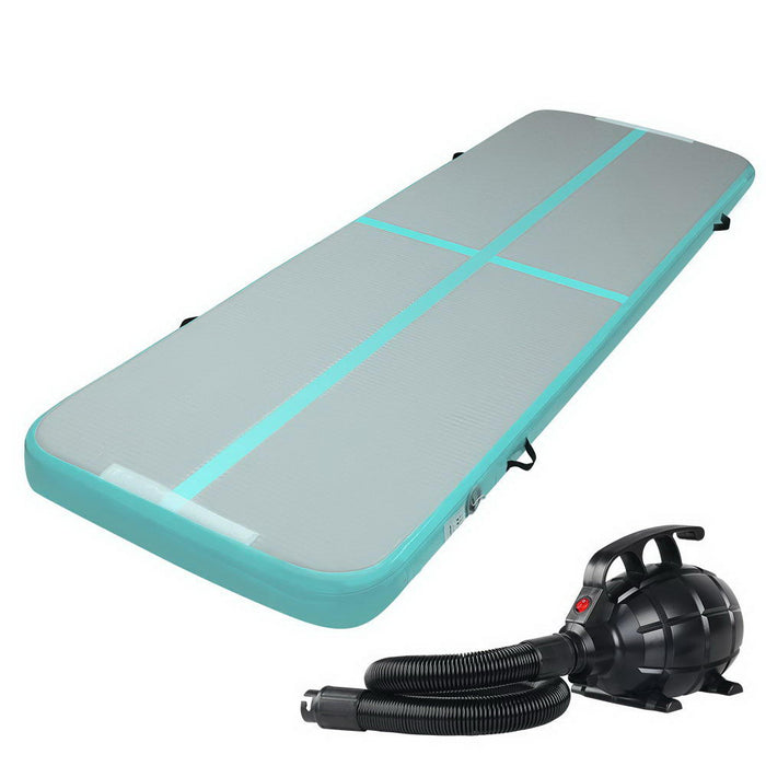 3X1M Inflatable Air Track Mat With Pump Tumbling Gymnastics Training Floor-Mint +Grey
