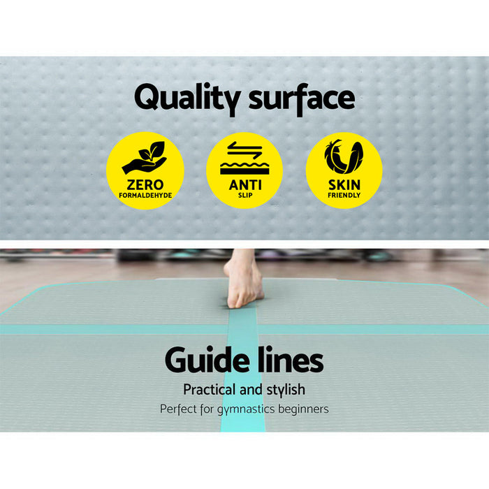 3X1M Inflatable Air Track Mat With Pump Tumbling Gymnastics Training Floor-Mint +Grey