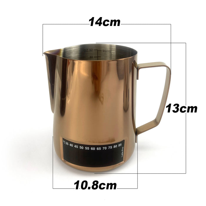 Latte Stainless Steel Pro Milk Frothing Pitcher Jug With Integrated Double side Large liquid crystal temperature display 4 Colors