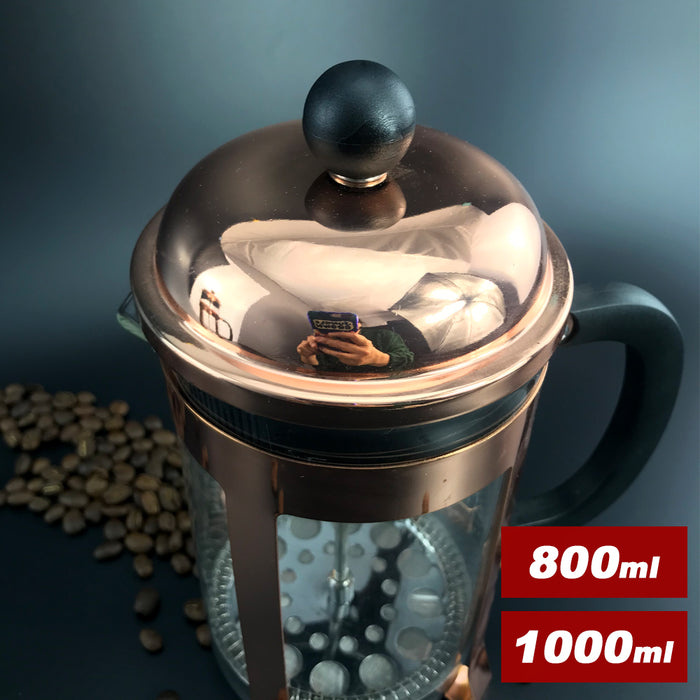 Copper Rose Golden French Press Coffee Plunger Glass Tea Maker 800/1000ml