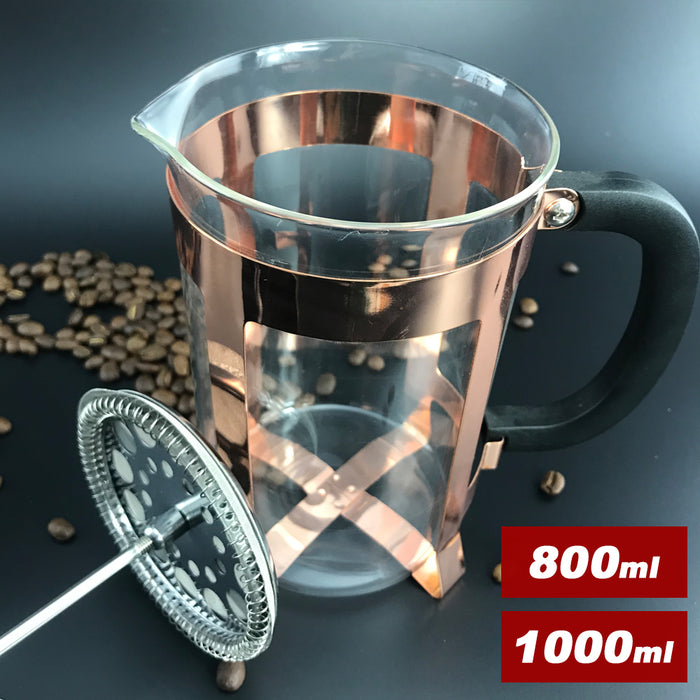 Copper Rose Golden French Press Coffee Plunger Glass Tea Maker 800/1000ml