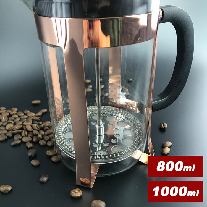 Copper Rose Golden French Press Coffee Plunger Glass Tea Maker 800/1000ml