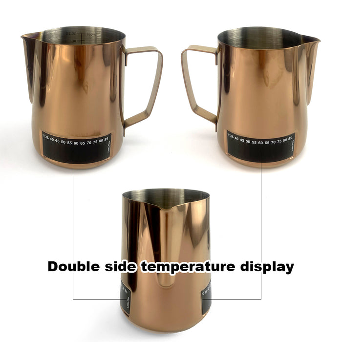 Latte Stainless Steel Pro Milk Frothing Pitcher Jug With Integrated Double side Large liquid crystal temperature display 4 Colors