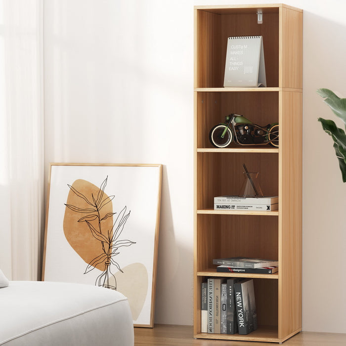 Artiss Bookshelf 5 Tiers MILO Pine Adjustable Removable Shelves