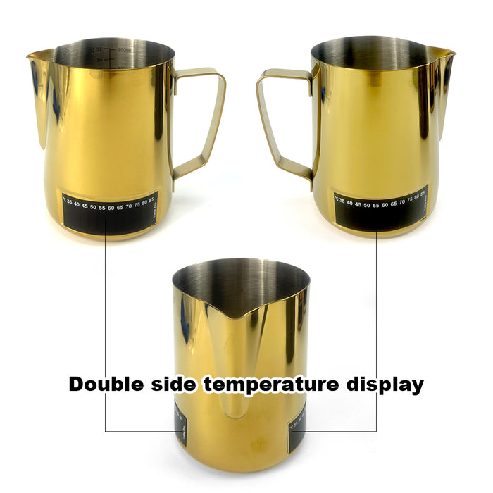 Latte Stainless Steel Pro Milk Frothing Pitcher Jug With Integrated Double side Large liquid crystal temperature display 4 Colors