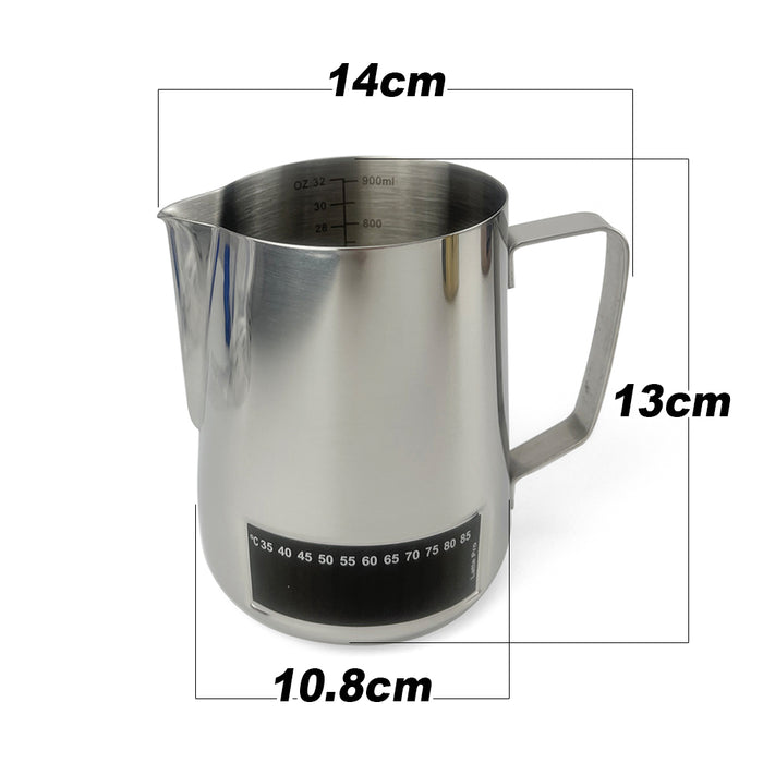 Latte Stainless Steel Pro Milk Frothing Pitcher Jug With Integrated Double side Large liquid crystal temperature display 4 Colors