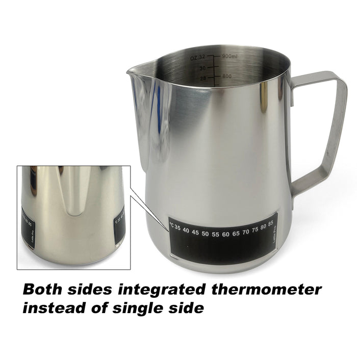 Latte Stainless Steel Pro Milk Frothing Pitcher Jug With Integrated Double side Large liquid crystal temperature display 4 Colors