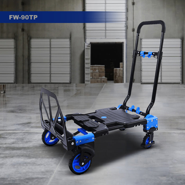 Aluminium 70-137KG Trolley Cart Foldable 2-In-1 Design Adjustable AU 4 wheel cart (Capacity 137kg), 2 wheel dolly (Capacity 70kg)
