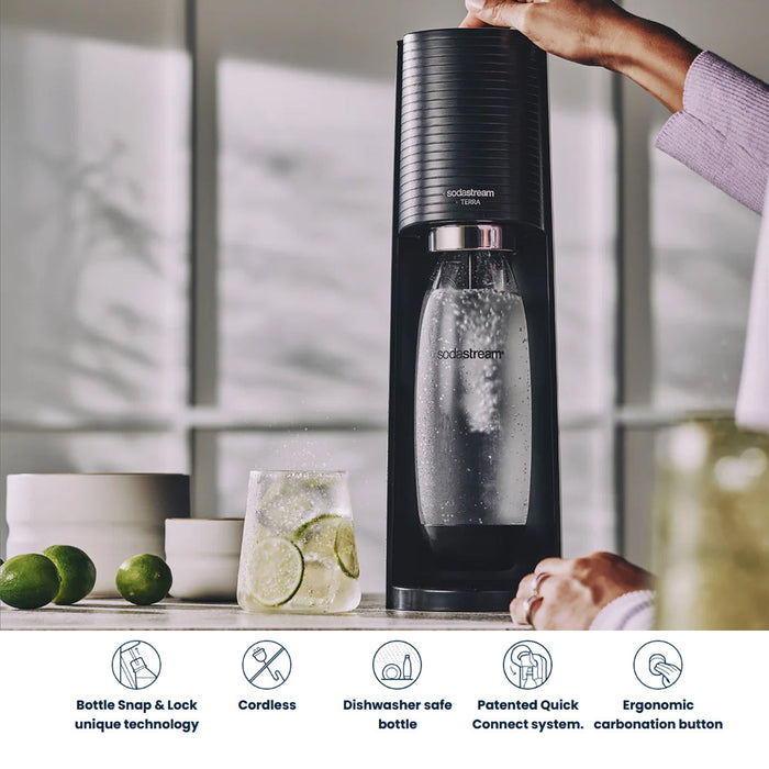 NEW Soda Stream Machine Terra SodaStream Spirit Sparkling Water Maker Quick Connect 2 Colors