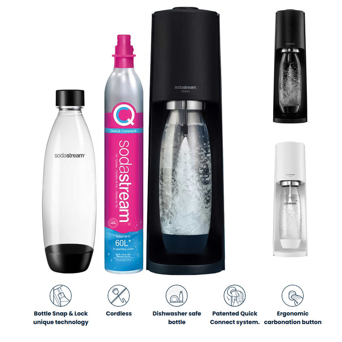NEW Soda Stream Machine Terra SodaStream Spirit Sparkling Water Maker Quick Connect 2 Colors