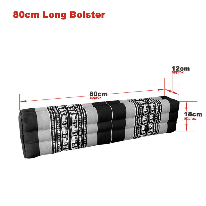 Thai 80cm Long Bolster Yoga Block/Prop 2 Colour 100% Natural Kapok Filled AUSTOCK