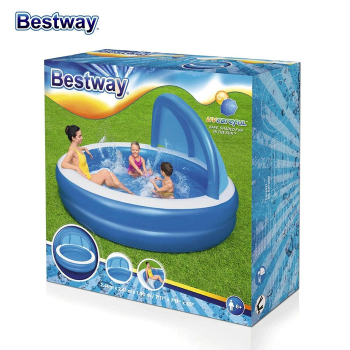 Bestway Family Inflatable Swimming Pool 850L With UV Careful Sunshade 241X140cm
