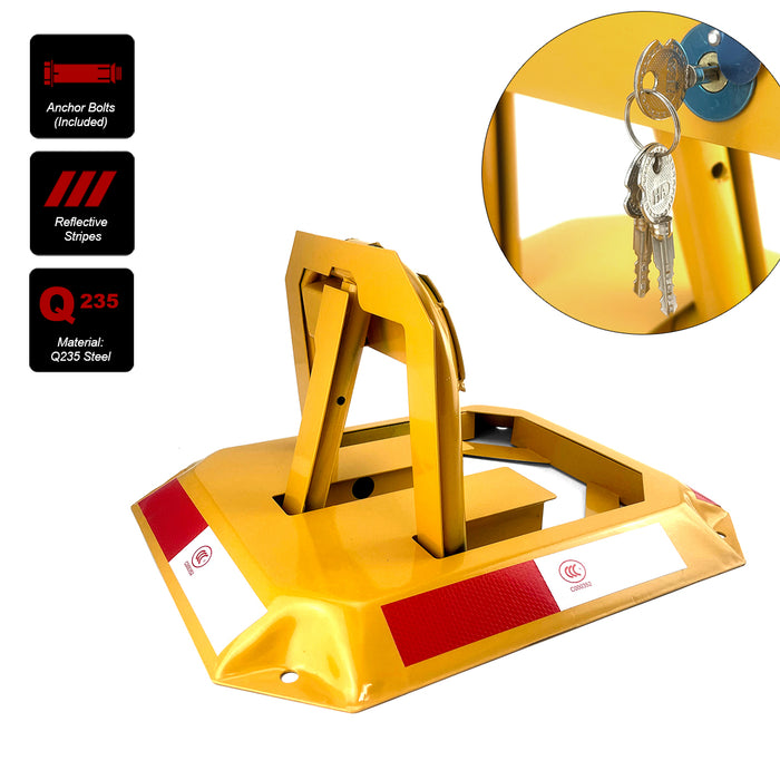 Rectangle Fold Down Vehicle Parking Lock - Heavy-Duty Safety Barrier locker Car Parking Lock Vehicle Security