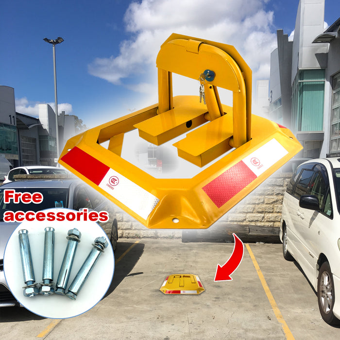Rectangle Fold Down Vehicle Parking Lock - Heavy-Duty Safety Barrier locker Car Parking Lock Vehicle Security