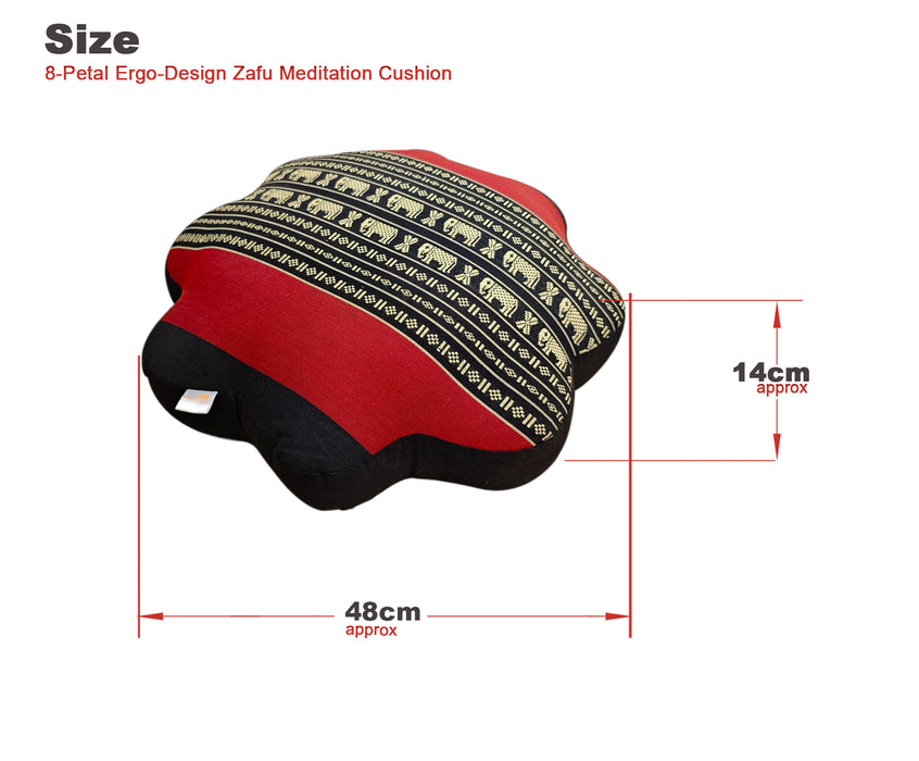 48x14 cm 8-Petal Ergo-Design Zafu Meditation Cushion 100% Organic Kapok Fiber