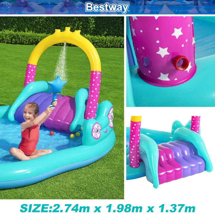 2.7x1.9M Sprinkler AU 220L Bestway Kids Unicorn Inflatable Play Pool Slide