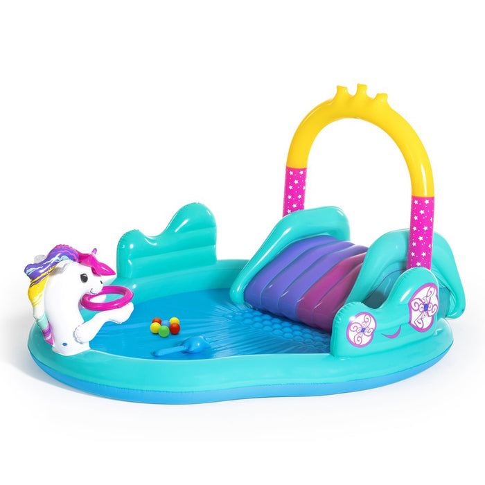 2.7x1.9M Sprinkler AU 220L Bestway Kids Unicorn Inflatable Play Pool Slide