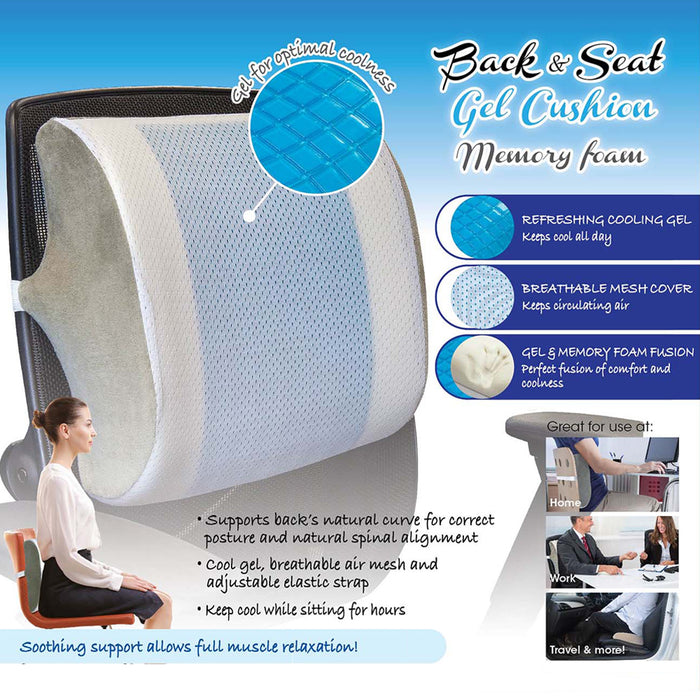 Memory Foam  Back Support Back And Seat Cooling Gel Cushion Car Seat