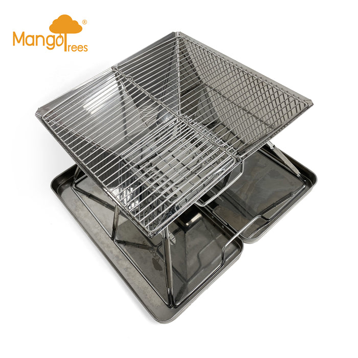 Stainless Steel Foldable Charcoal BBQ Grill Lightweight Camping Portable