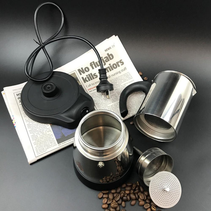 4Cups Electric Espresso Moka Coffee Maker Italian Classic Stainless Steel