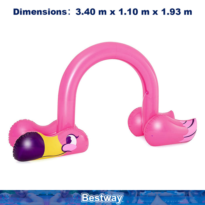 Bestway Inflatable Jumbo Pink Flamingo Sprinkler Spray Arch 3.4x1.1x1.9m