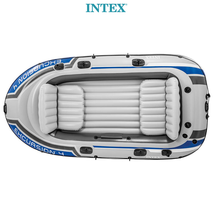 Intex Excursion 4 Person Inflatable Boat Kayak Set Raft River Lake 2Oars Pump