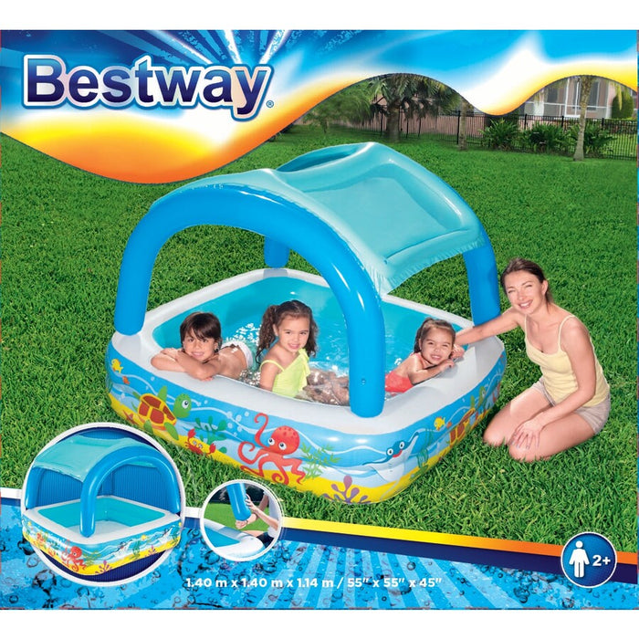 Bestway Inflatable Sun Shade Pool Kids Sealife With A Removable Shade