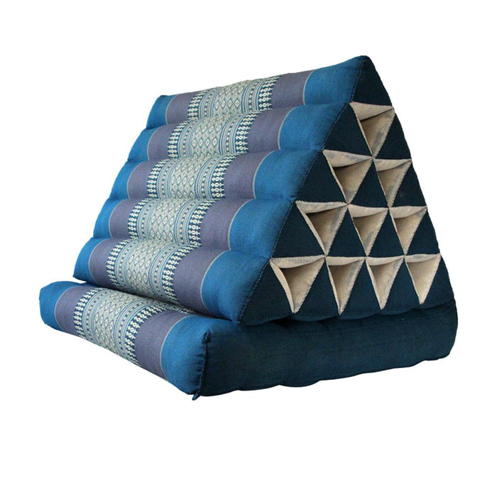 Thai Blue Triangle Pillow 1 Fold Mattress Cushion Day Bed 100% Kapok Fibre Jumbo Blue