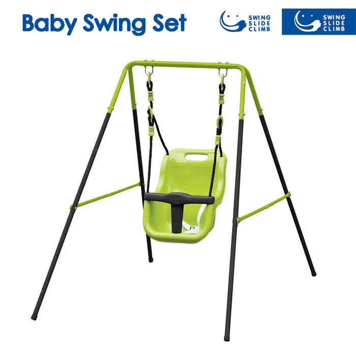 Baby Swing Set Adjustable Height Steel & Plastic & PVC 6-36M Green