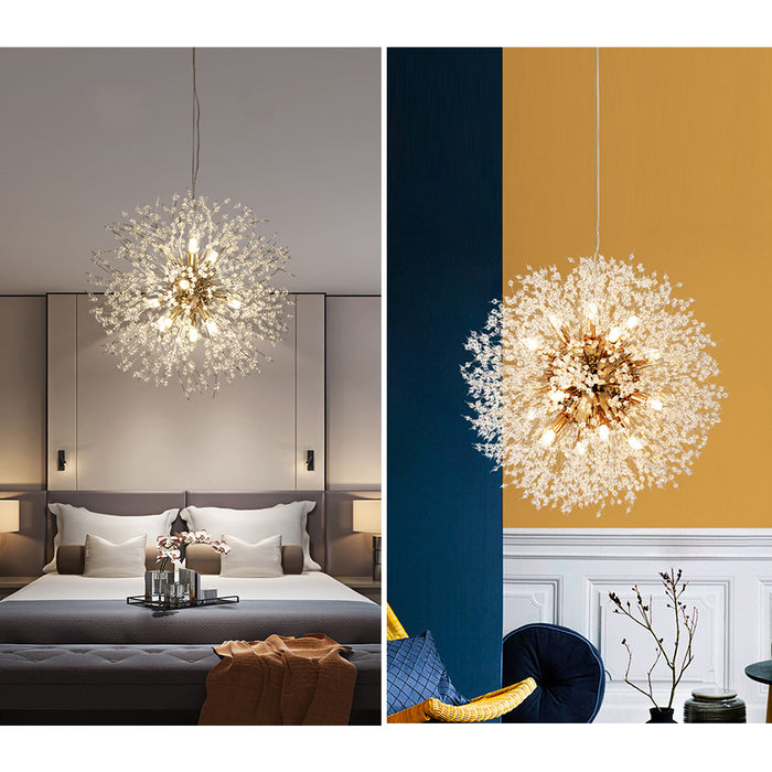 60cm Stainless Steel Frame Firefly Chandelier Dandelion Ceiling Pendant Light