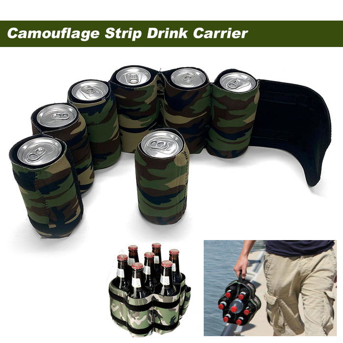 Camouflage Strip Cold Beer Drink Carrier Beach 1-7 Bottle Can Holder Summer