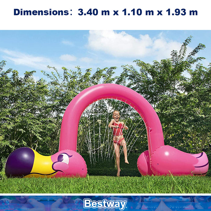 BESTWAY Inflatable Jumbo Pink Flamingo Sprinkler Spray Arch 3.4x1.1x1.9m