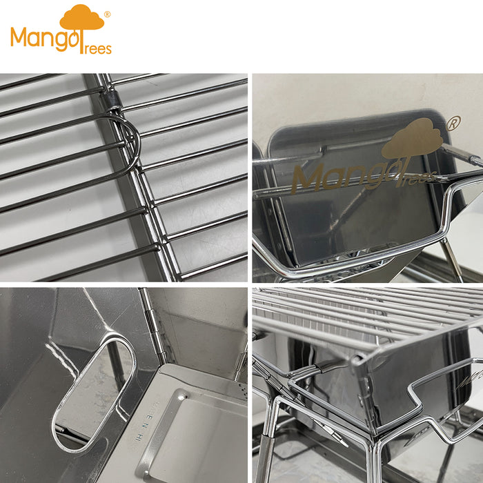 Stainless Steel Foldable Charcoal BBQ Grill Lightweight Camping Portable