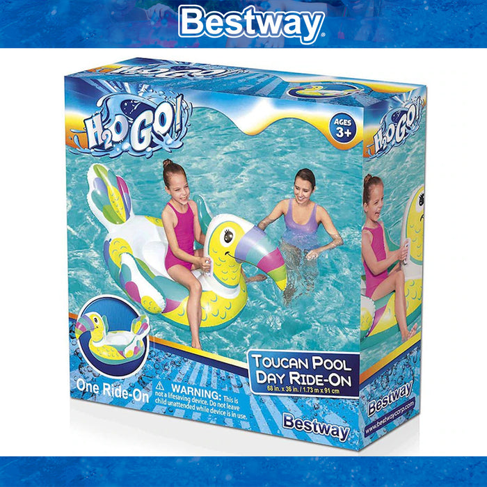 Bestway Toucan Ride On Swimming Pool Float For Kids 173x91cm/68"x36"