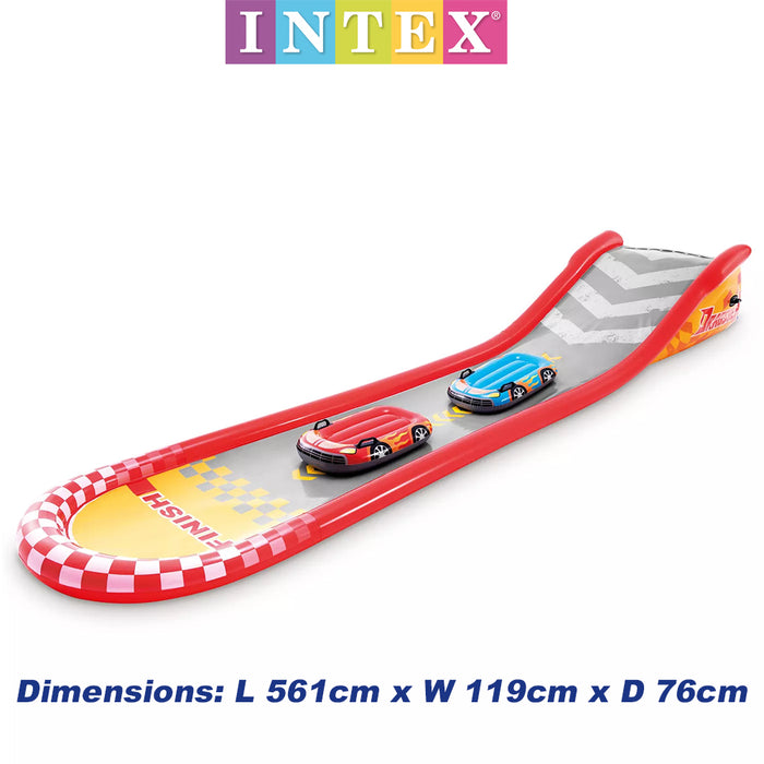 Intex 5.61m Inflatable Racing Fun Outdoor Water Slide Track With 2 Surf Riders