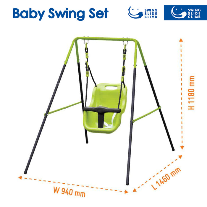 Baby Swing Set Adjustable Height Steel & Plastic & PVC 6-36M Green