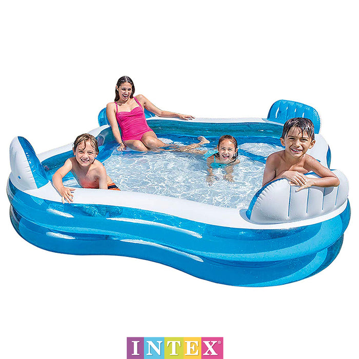 Intex Family Lounge Swimming Pool Centre With 4 Built-in Seats 2 Drinks Holders