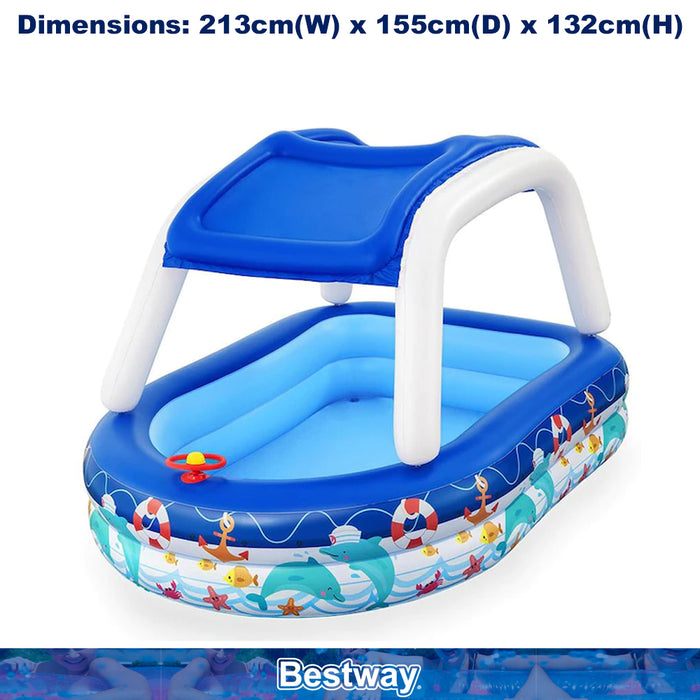 Bestway Inflatable Sun Shade Pool Kids With A Removable Shade Sealife