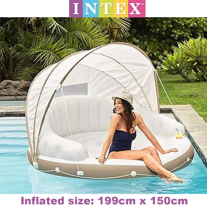 INTEX Shaded Pool Inflatable Island Float Canopy Deluxe Lounge Large 1.99m×1.5m