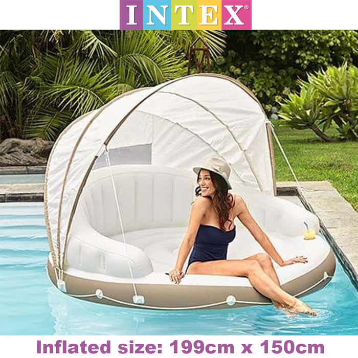 INTEX Shaded Pool Inflatable Island Float Canopy Deluxe Lounge Large 1.99m×1.5m